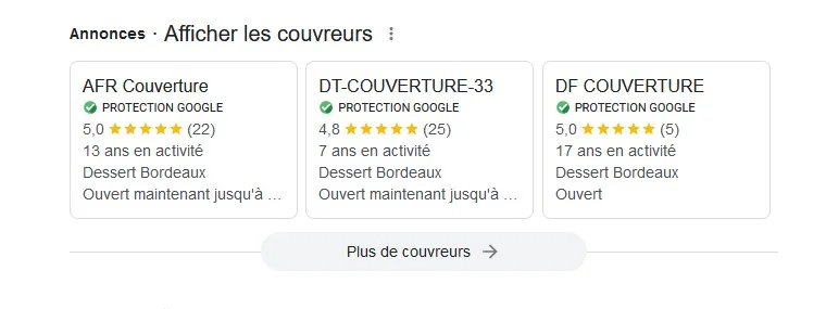 Résultat Google référencement local site internet
